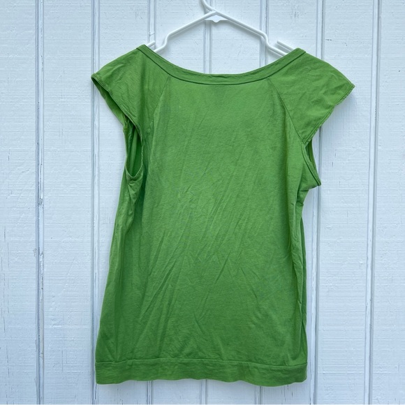 Charlotte: Green Cotton Short-Sleeve Women's Top. Size Large. - Picture 2 of 11